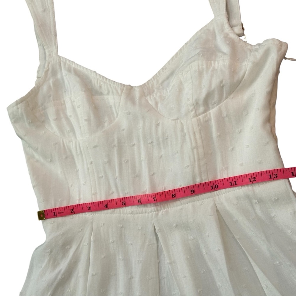 NWT! Aqua for Bloomingdales Corset White Polka Dot Textured Mini Dress - Size M - Picture 11 of 12
